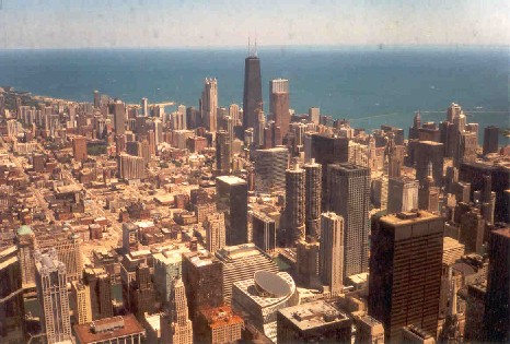 Blick auf Chicago und Michigan-Lake vom Sears-Tower